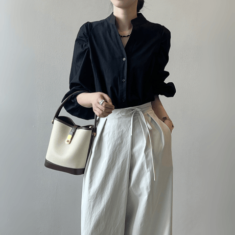 band collar puff sleeve blouse　MA1623