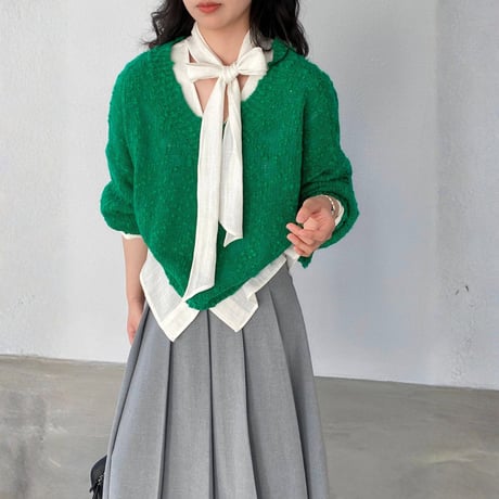 textured v-neck knit pullover　MA1768
