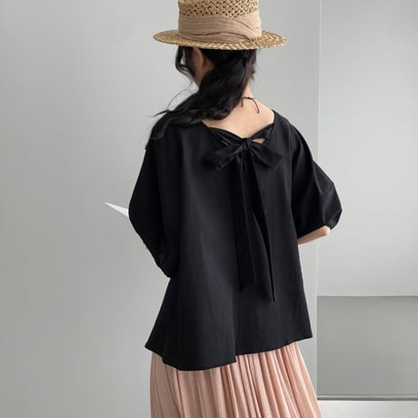 back ribbon wide sleeve blouse　MA1970