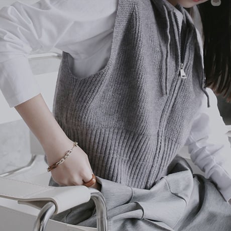 short hood zip knit vest　MA1860