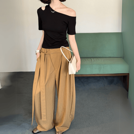belted volume line pants　MA1532