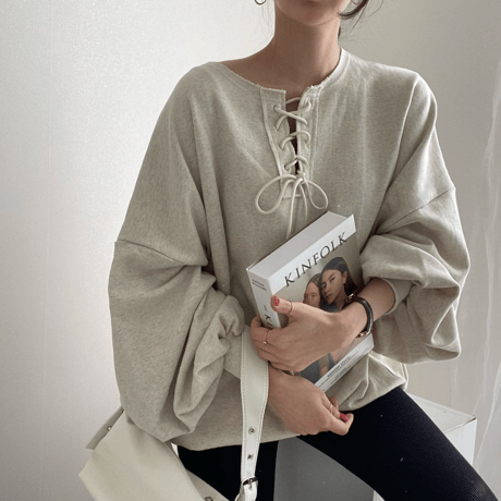 lace-up loose pullover　MA1697