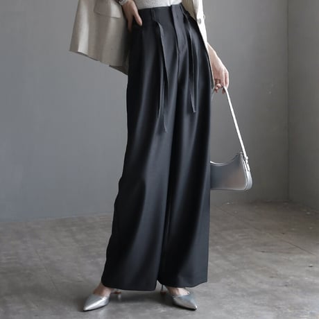 high waist ribbon wide trousers　MA1674