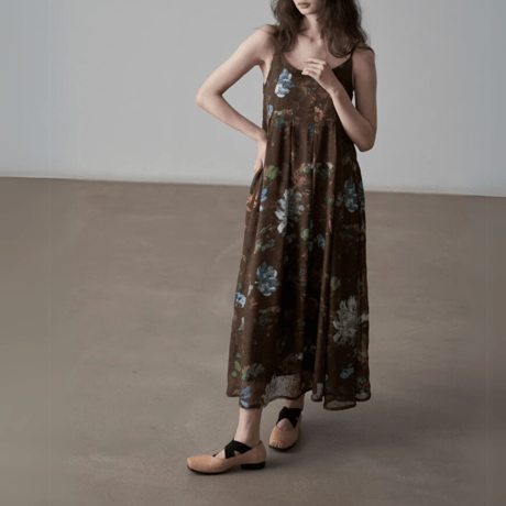 retro floral sleeveless onepiece　MA1418