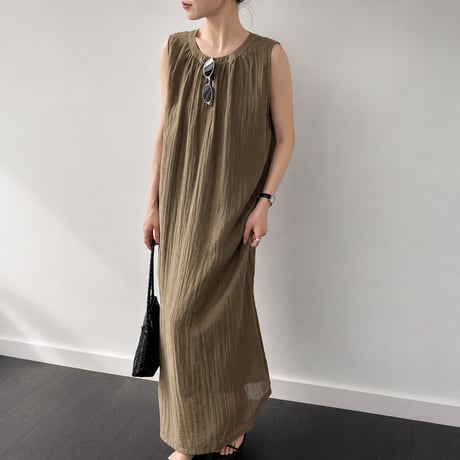 back ribbon sleeveless long one piece/2color　MA1985