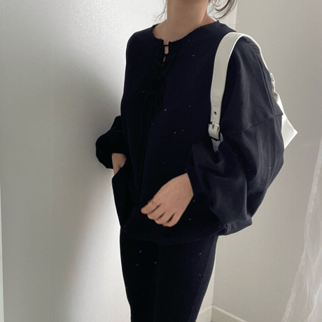 lace-up loose pullover　MA1697