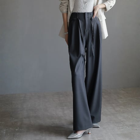 high waist ribbon wide trousers　MA1674