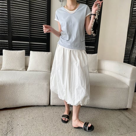 fake layered v neck short sleeve t　MA1955