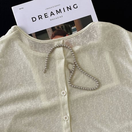 back button sheer long sleeve tops　MA1977