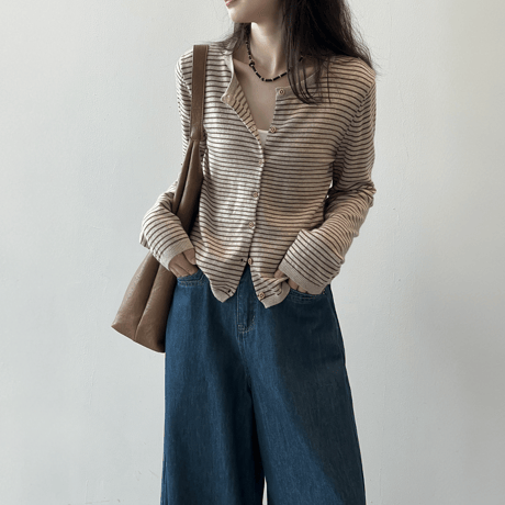 stripe harmony knit cardigan　MA1627