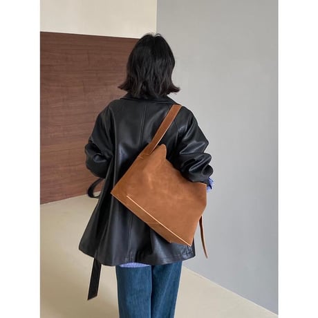 faux leather waste ribbon jacket　MA1155