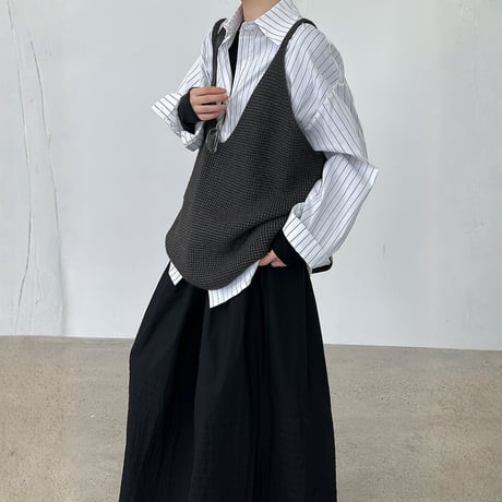 deep v-knit layering vest　MA1704