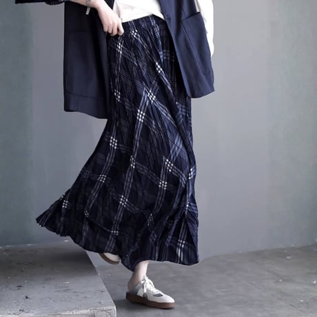 contrast check drape a line skirt　MA1920