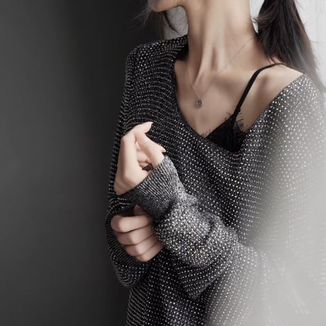 shiny round neck soft knit　MA1921