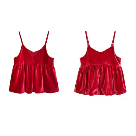 velvet peplum layered cami top　MA1873