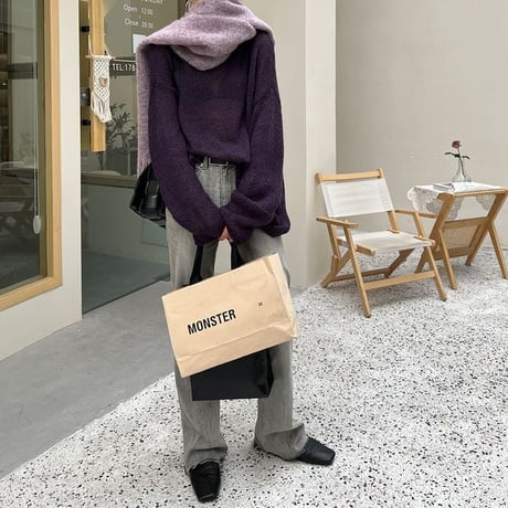 wide neck knit pullover　MA1319