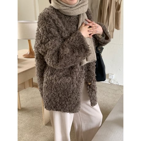 no collar faux fur coat　MA1360