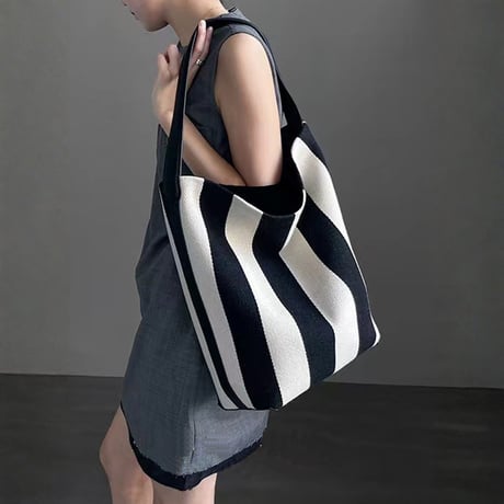 wide stripe canvas tote bag　MA1887