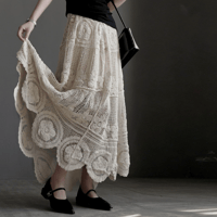bohemian crochet knit long skirt　MA1928