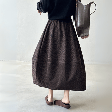 retro leopard flare midi skirt　MA1601