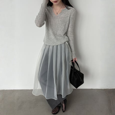 pleated waist tulle half skirt　MA1912