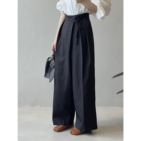 waist ribbon tuck wide pants　MA1126