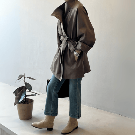 stand collar mid-length trench coat　MA1616