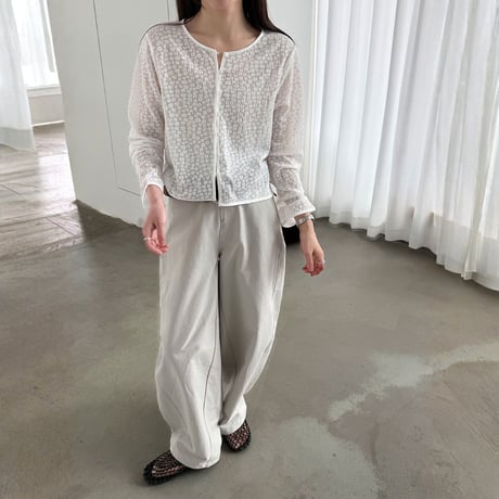 petit flower jacquard line blouse　MA1913
