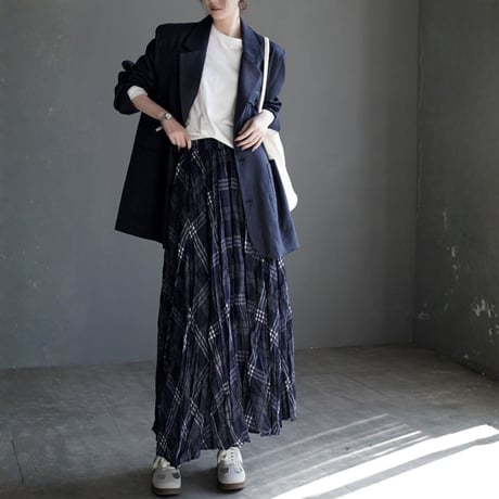 contrast check drape a line skirt　MA1920