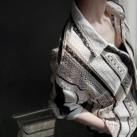 lace stripe loose shirt　MA1925