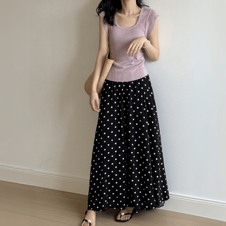 polka dot flare skirt　MA1545
