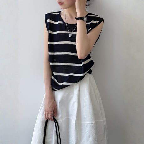 border knit sleeveless vest　MA1967