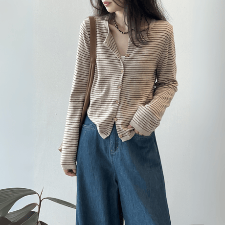 stripe harmony knit cardigan　MA1627