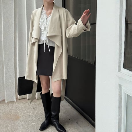 retro drape lapel oversized trench coat　MA1883