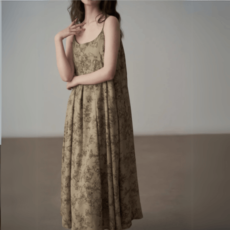 Retro Floral Pattern Camisole onepiece　MA1430