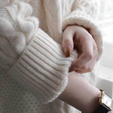 chunky cable knit turtleneck sweater　MA1665