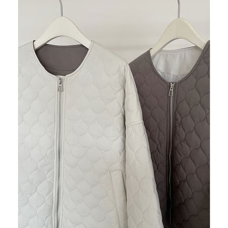 collarless quilted zip jacket　MA1143