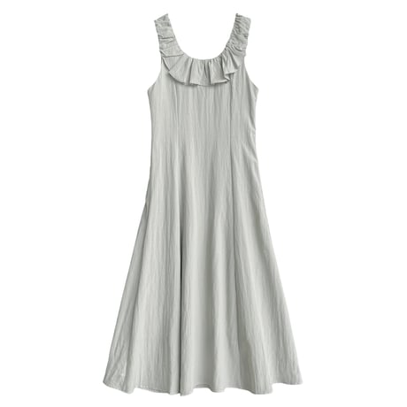 ruffle collar sleeveless a-line long one piece/2color　MA1986