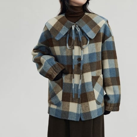 big collar check coat　MA1331
