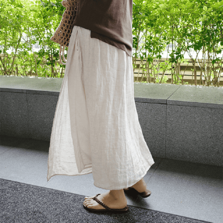 linen blend faux skirt wide pants　MA1851