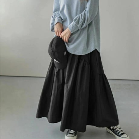 tiered gathered flowy skirt　MA1722