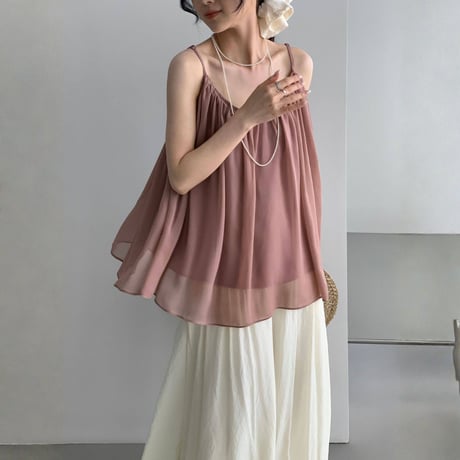 sheer gather camisole tops　MA1968