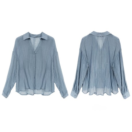 sheer texture loose blouse and skirt set　MA1861