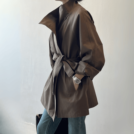 stand collar mid-length trench coat　MA1616