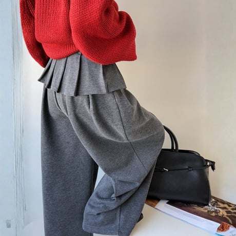 layered waist wide tuck pants　MA1778