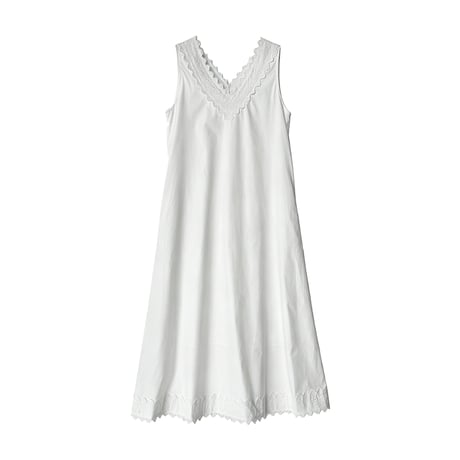 white lace v neck sleeveless onepiece　MA1988