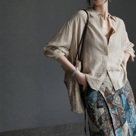 ethnic print wrap long skirt　MA1939