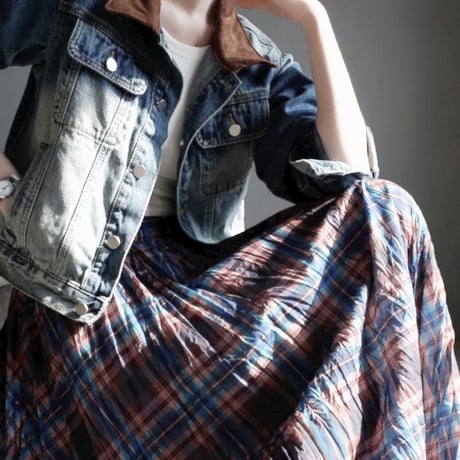 retro wash contrast collar denim jacket　MA1914