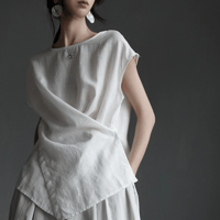 linen asymmetrical layered tops　MA1950