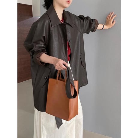 faux leather waste ribbon jacket　MA1155